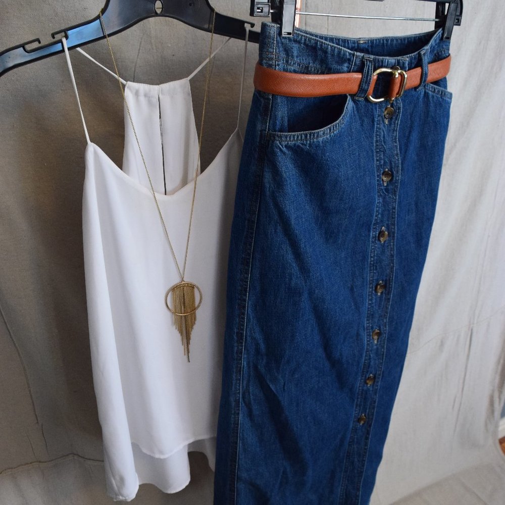 Vintage 70's Midi Denim Skirt